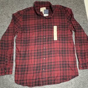 NEW WITH TAGS St. John's Bay Men’s Burgundy & Black Plaid Cotton Shirt Size XLT